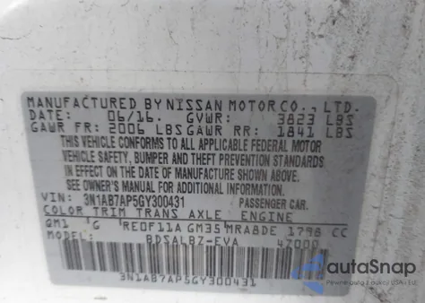 2016 Nissan Sentra S from USA, damaged, VIN 3N1AB7AP5GY300431